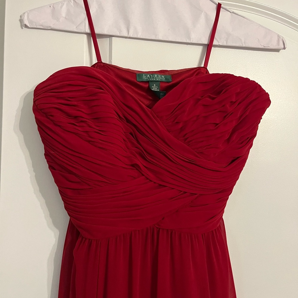 Classic deep red Ralph Lauren Evening formal long dress